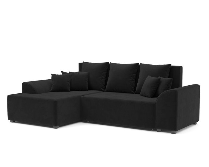 Угловой диван-кровать Каскад черного цвета левый угол