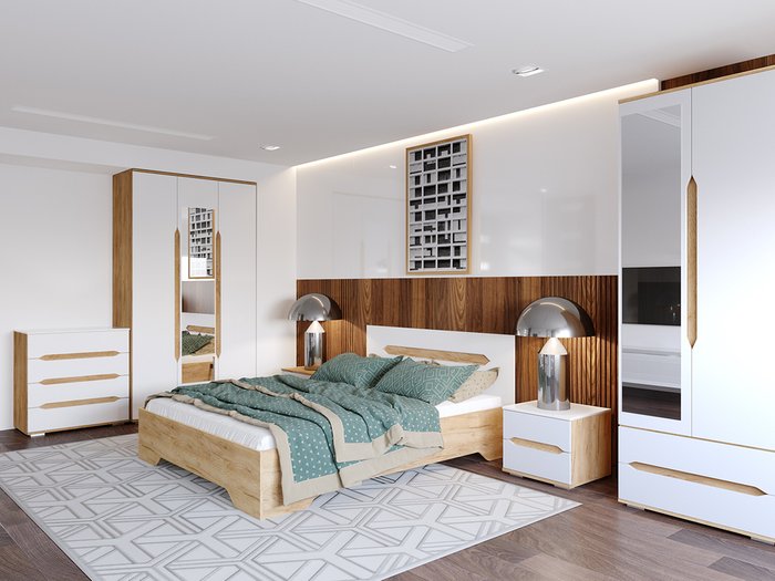 Кровать Валирия 140х200 бело-коричневого цвета - купить Кровати для спальни по цене 18904.0