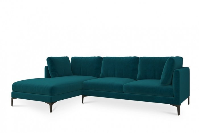 Угловой модульный диван изумрудного цвета