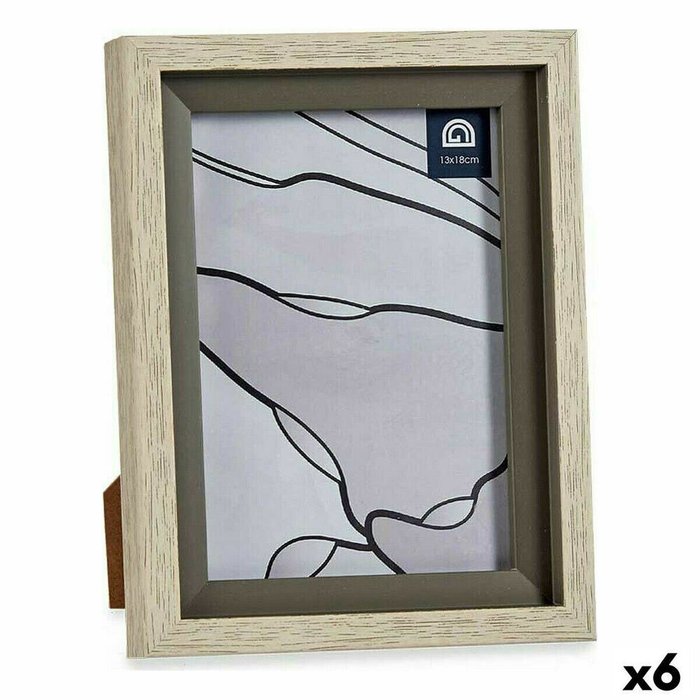 Фоторамка 17 x 2 x 21,8 cm Стеклянный Серый Бежевый Пластик (6 штук)