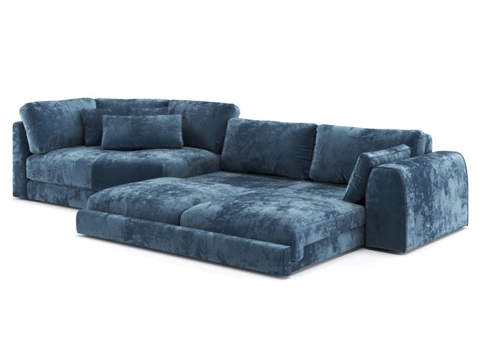 Диван-кровать Island синего цвета с левым шезлонгом - купить Прямые диваны по цене 235220.0