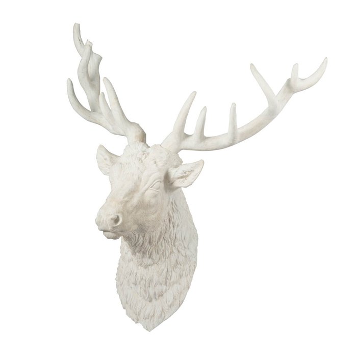 Декор настенный Голова оленя белого цвета - купить Декор стен по цене 16930.0