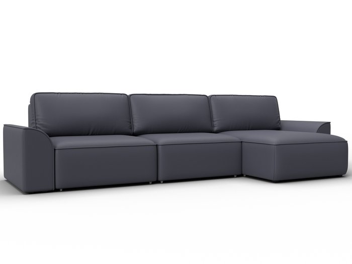Угловой диван-кровать Лига-048 лонг серого цвета (экокожа)