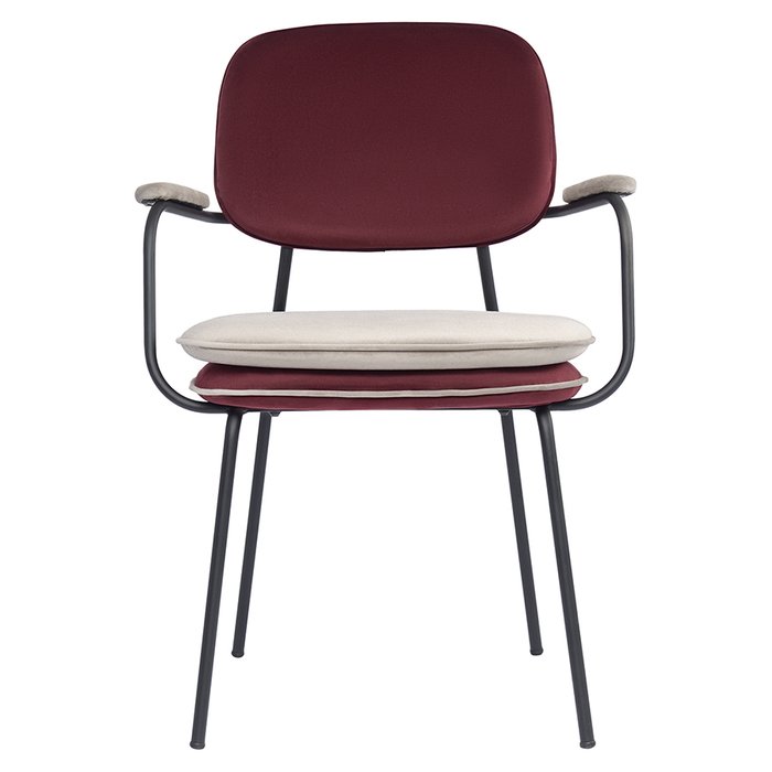 Стул с подлокотниками Pea бордово-бежевого цвета - купить Обеденные стулья по цене 14900.0
