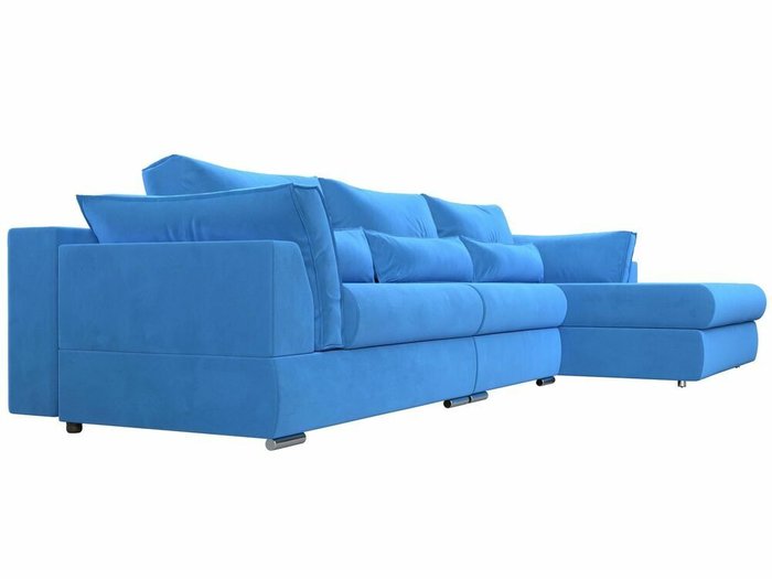 Угловой диван-кровать Пекин Long голубого цвета угол правый - лучшие Угловые диваны в INMYROOM