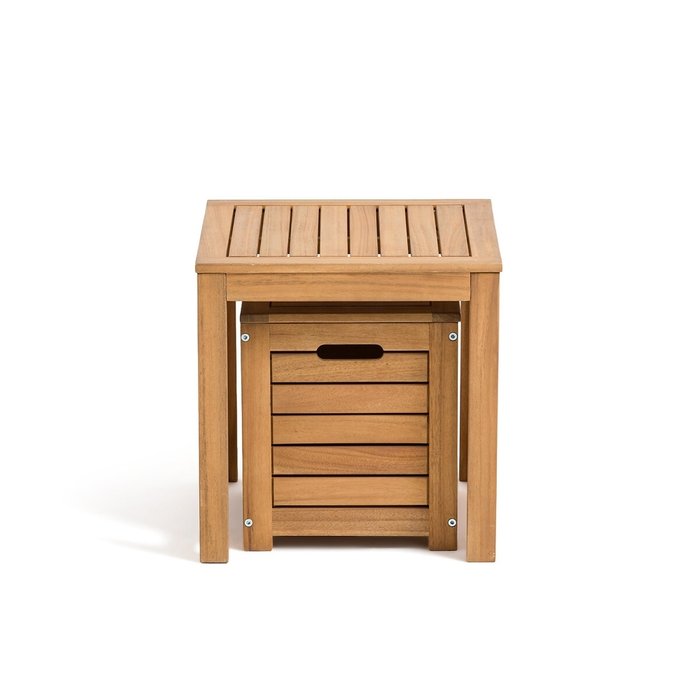 Табурет и ящик для хранения из акации Garden бежевого цвета - купить Садовые стулья по цене 14285.0