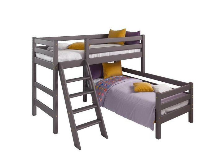 Кровать угловая двухъярусная Соня 80х190 фиолетового цвета