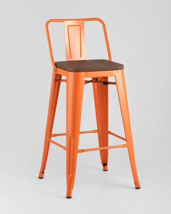 Стул полубарный Tolix Wood оранжевого цвета - купить Барные стулья по цене 5990.0