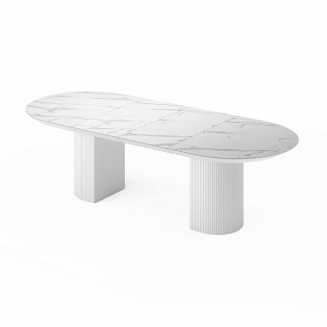 Раздвижной обеденный стол Рана со столешницей цвета белый мрамор - лучшие Обеденные столы в INMYROOM
