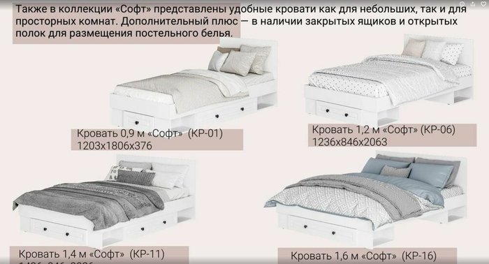 Кровать Софт 90x200 белого цвета без подъемного механизма - лучшие Кровати для спальни в INMYROOM