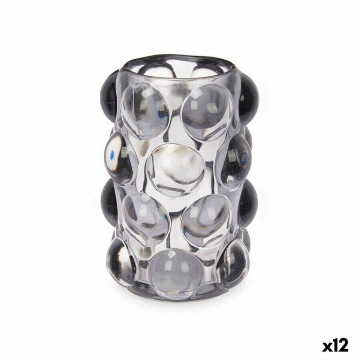 Подсвечник микросферы Серый Стеклянный 8,4 x 12,5 x 8,4 cm (12 штук)