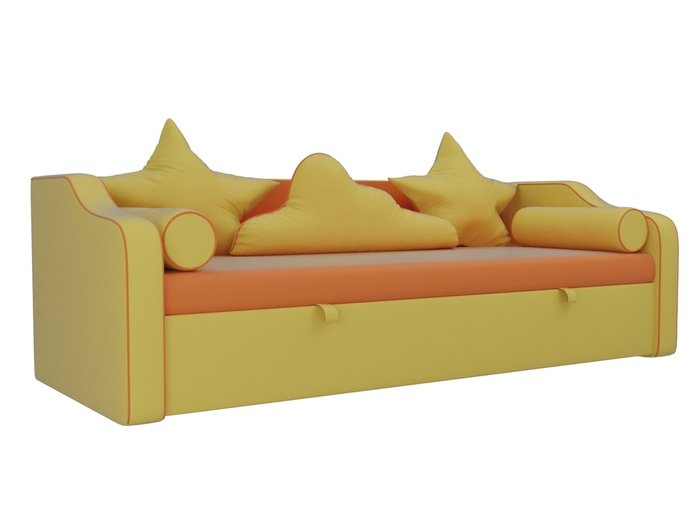 Прямой диван-кровать Рико желто-оранжевого цвета (экокожа) - купить Прямые диваны по цене 21290.0