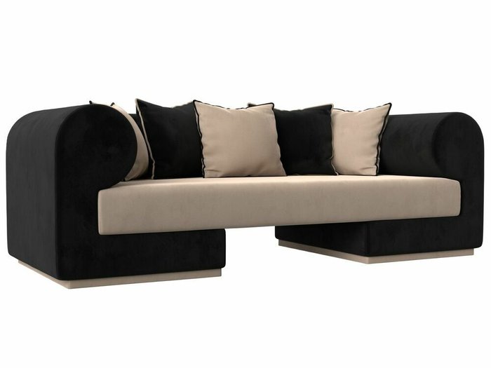 Прямой диван Кипр черно-бежевого цвета