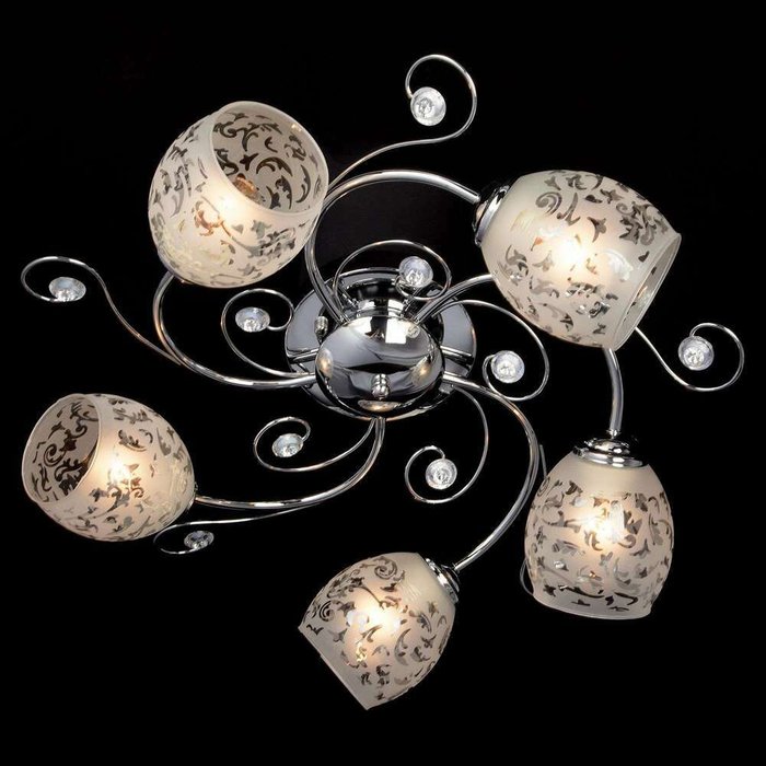 Люстра с фантазийным декором 9677/5 хром Roksana - лучшие Потолочные люстры в INMYROOM