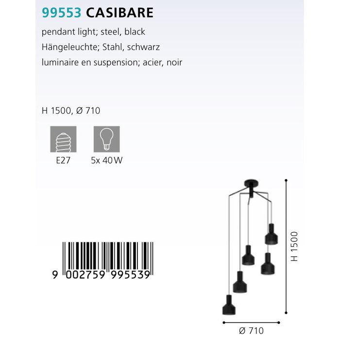  Подвесная люстра Casibare черного цвета - купить Подвесные люстры по цене 27490.0