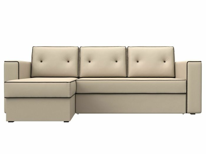 Угловой диван-кровать Принстон бежевого цвета (экокожа) левый угол - купить Угловые диваны по цене 48999.0
