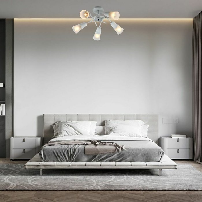 Люстра на штанге Calla 1109/5P White (стекло, цвет белый) - купить Подвесные люстры по цене 5370.0 Люстра на штанге Calla 1109/5P White (стекло, цвет белый) - купить Подвесные люстры по цене 5370.0