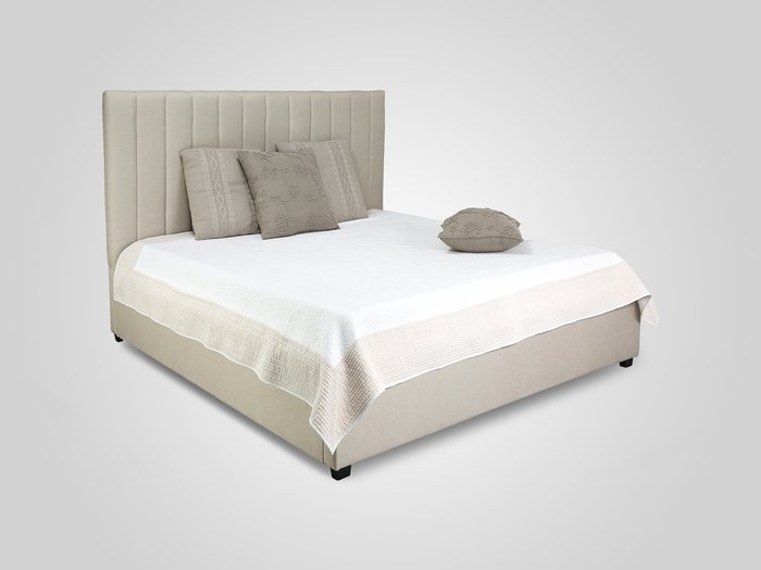 Кровать с обивкой из ткани бежевого цвета 180х200 - купить Кровати для спальни по цене 58000.0