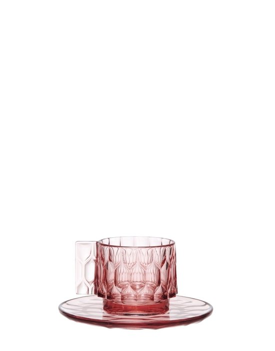 Чашка с блюдцем Jellies Family розового цвета
