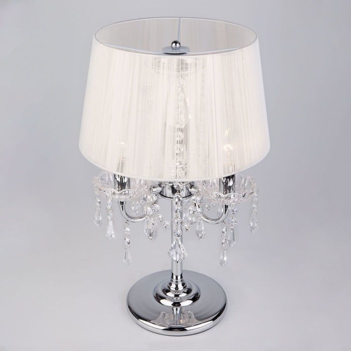 Настольная лампа 2045/3T хром/белый Allata - лучшие Настольные лампы в INMYROOM