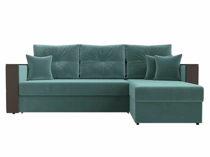 Угловой диван-кровать Валенсия бирюзового цвета правый угол - купить Угловые диваны по цене 42999.0