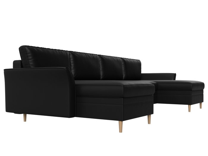 Угловой диван-кровать София черного цвета (экокожа) - лучшие Угловые диваны в INMYROOM