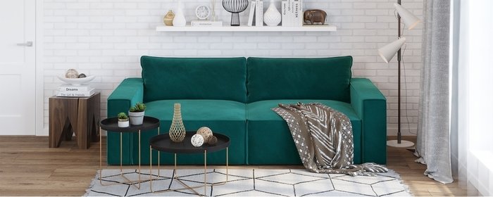 Диван-кровать Корсо изумрудного цвета - купить Прямые диваны по цене 57990.0