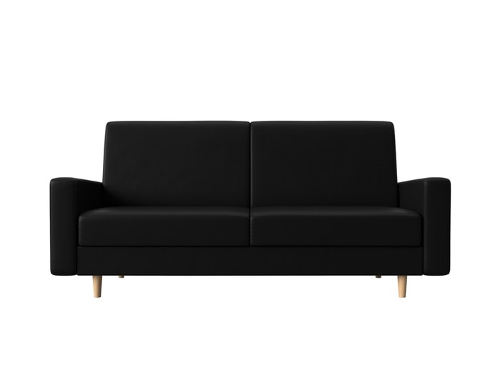 Прямой диван-кровать Бонн черного цвета (экокожа) - купить Прямые диваны по цене 26999.0