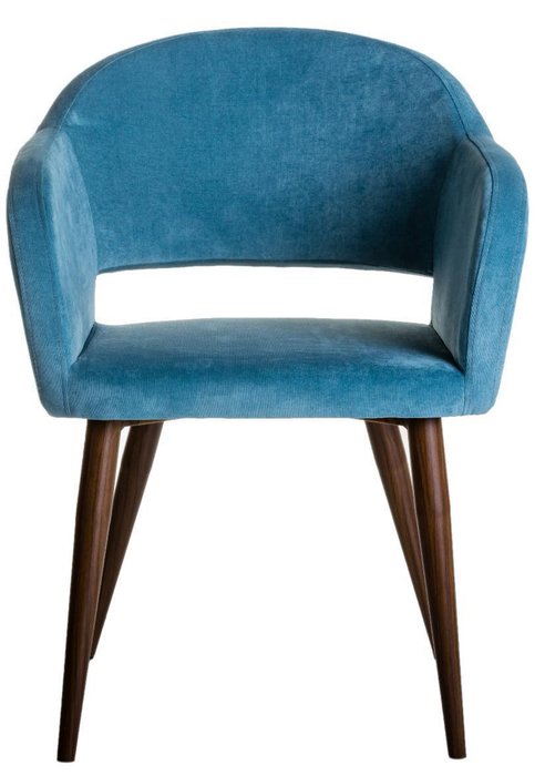 Стул Oscar синего цвета с коричневыми ножками - лучшие Обеденные стулья в INMYROOM