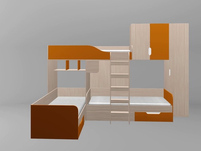 Двухъярусная кровать Трио 2 80х190 цвета Дуб молочный-розовый - лучшие Двухъярусные кроватки в INMYROOM Двухъярусная кровать Трио 2 80х190 цвета Дуб молочный-розовый - лучшие Двухъярусные кроватки в INMYROOM