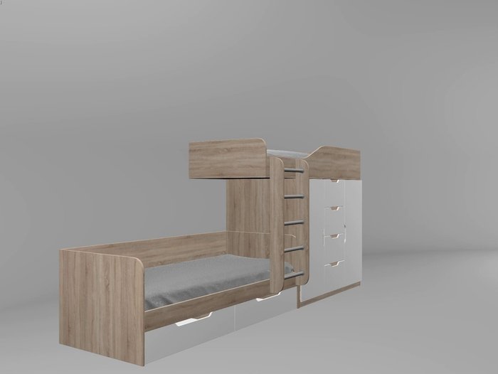 Двухъярусная кровать Астра 6 80х190 цвета Дуб Сонома-Железный камень - лучшие Двухъярусные кроватки в INMYROOM
