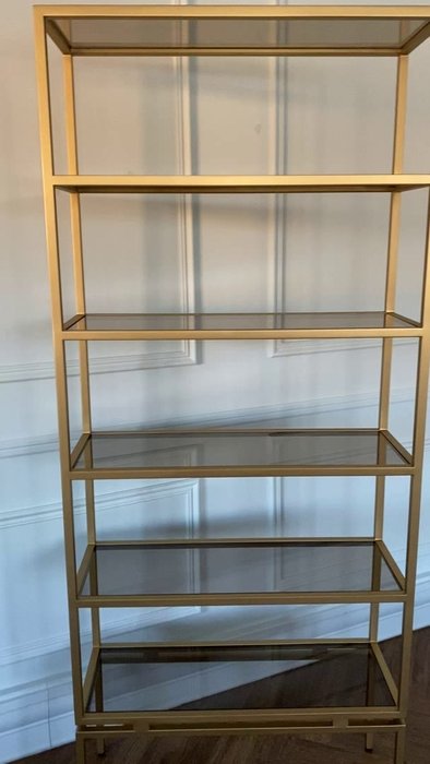 Стеллаж с полками из стекла бронзового цвета - лучшие Стеллажи в INMYROOM Стеллаж с полками из стекла бронзового цвета - лучшие Стеллажи в INMYROOM