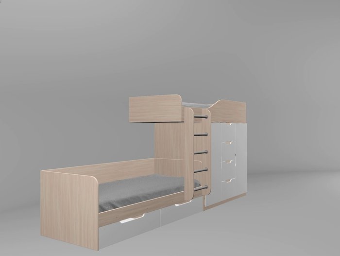 Двухъярусная кровать Астра 6 80х190 цвета Дуб молочный-Железный камень - лучшие Двухъярусные кроватки в INMYROOM Двухъярусная кровать Астра 6 80х190 цвета Дуб молочный-Железный камень - лучшие Двухъярусные кроватки в INMYROOM