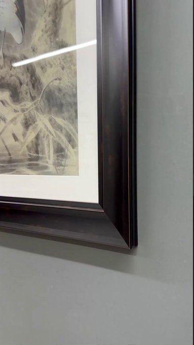 Картина Птица у озера 1890 г.  в раме темно-коричневого цвета - лучшие Картины в INMYROOM