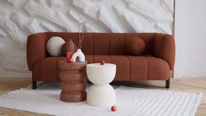 Диван Cassis красного цвета с черными ножками - лучшие Прямые диваны в INMYROOM