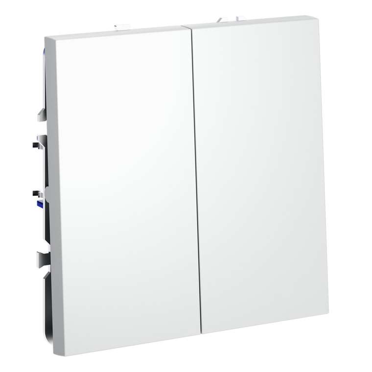 Перекрестный переключатель встраиваемый VOLTUM S70 двухклавишный 10А, (белый матовый)