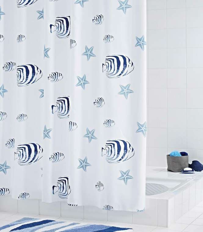 Штора для ванных комнат Skalar синий/голубой