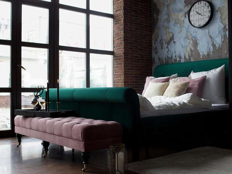 Кровать Lounge бордового цвета 160х200