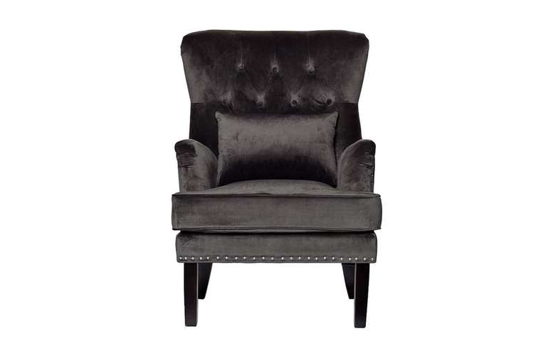 Кресло серого цвета с подушкой
