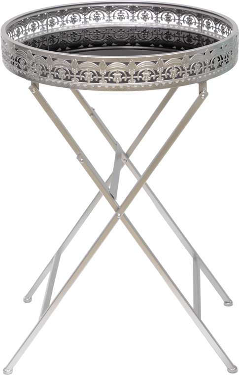 Столик кофейный серебряного цвета со стеклянной столешницей