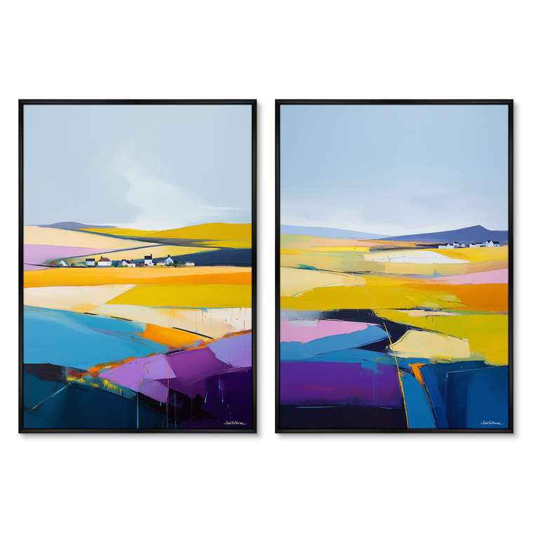 Набор из двух репродукций картин Landscape Collection, Lines of fields, 2024г.