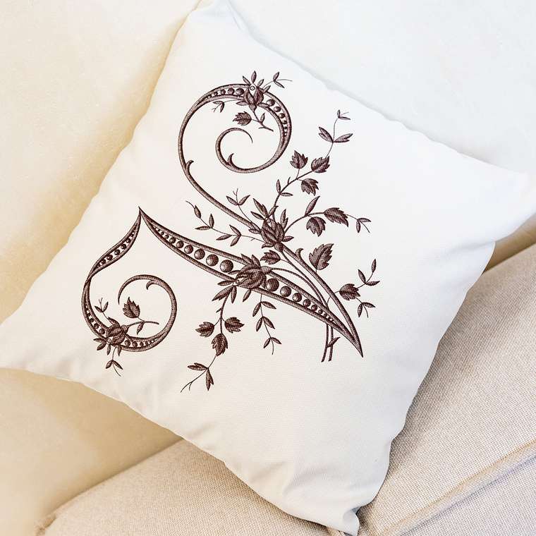 Декоративная подушка Азбука мечты буква V белого цвета