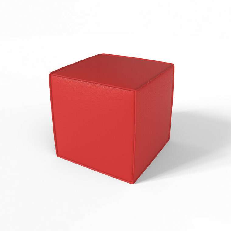 Пуф Куб красного цвета (экокожа)