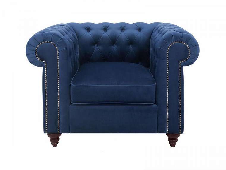 Кресло Chester Classic синего цвета с черными ножками 