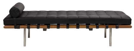  Кушетка Barcelona Couch Черная Кожа Класса Премиум