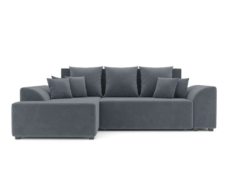 Угловой диван-кровать Каскад серо-синего цвета левый угол