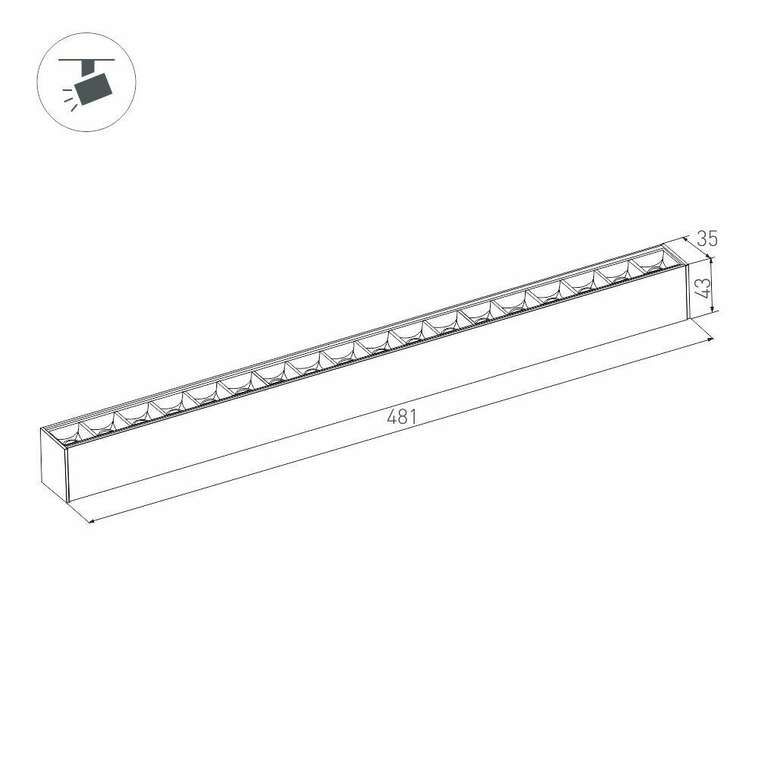 Трековый магнитный светильник Arlight MAG-LASER-45-L480-18W Day4000 (BK, 15 deg, 24V, DALI) 046542