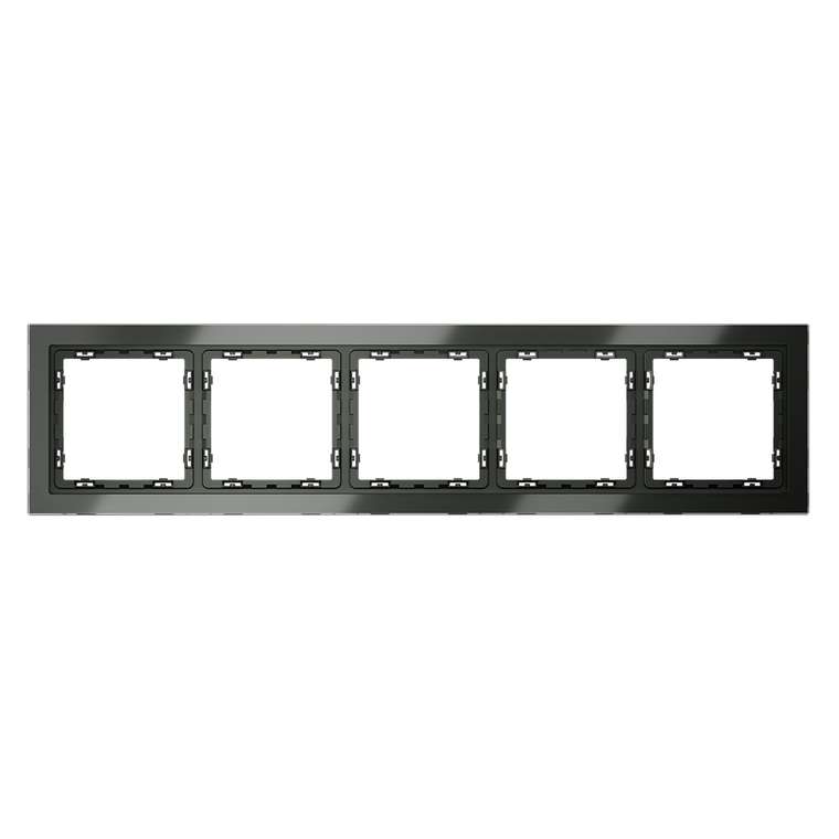 Рамка стеклянная VOLTUM S70 на 5 постов, (титан, стекло)