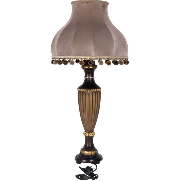 Настольная лампа Ваза Ребристая цвета капучино на бронзовом основании
