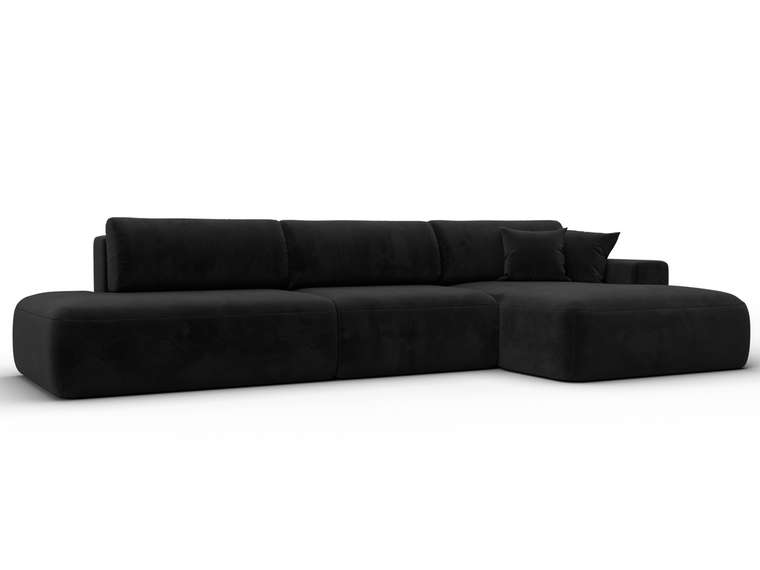 Угловой диван-кровать Лига 036 Модерн Лонг черного цвета правый угол